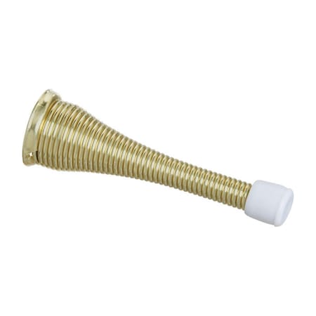 National Mfg Sales 3 in. Steel with Rubber Tip Spring Door Stop, Bright Brass 5708235